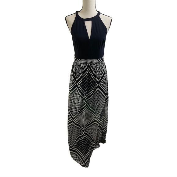 Vince camuto womens maxi dress. Size 6 skirt geometric pattern blue.white - Picture 2 of 12